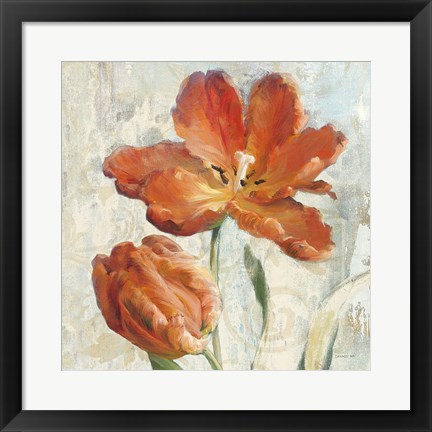 Framed Parrot Tulips II  on Ivory Print