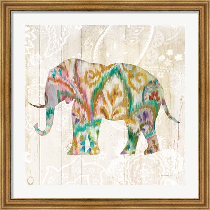 Framed Boho Paisley Elephant II v2 Print