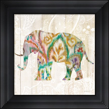 Framed Boho Paisley Elephant II v2 Print