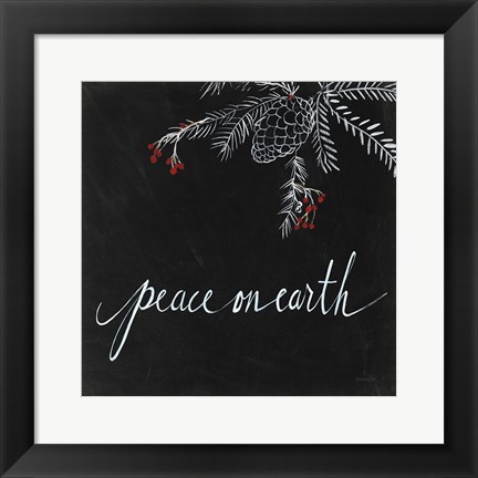 Framed Cardinal Chalkboard V Print