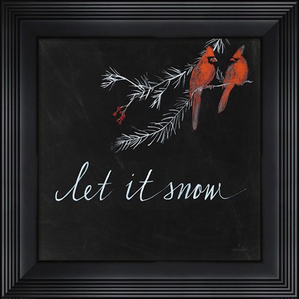 Framed Cardinal Chalkboard II Print