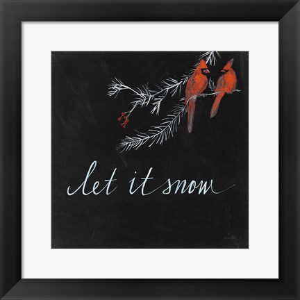 Framed Cardinal Chalkboard II Print