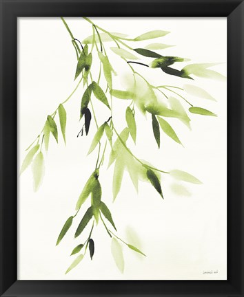 Framed Bamboo Leaves IV Green Print