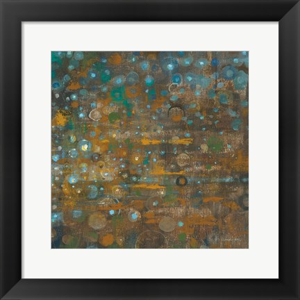 Framed Blue and Bronze Dots X Print