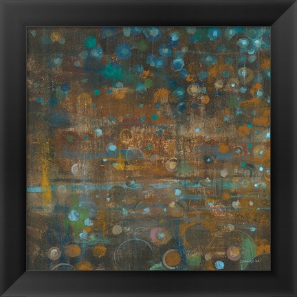 Framed Blue and Bronze Dots IX Print