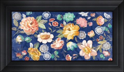 Framed Garden of Delight Indigo I Print