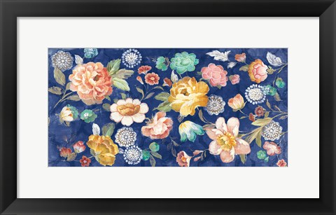 Framed Garden of Delight Indigo I Print