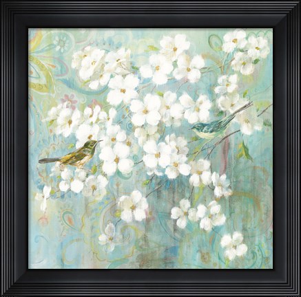 Framed Spring Dream II Teal Bird Print