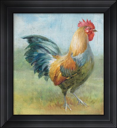 Framed Noble Rooster III Vintage No Border Print