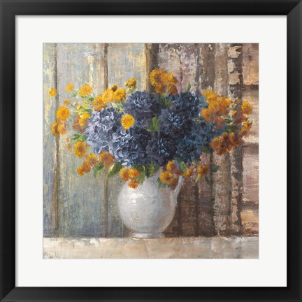 Framed Fall Dahlia Bouquet Crop Blue Print