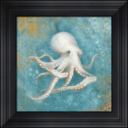 Framed Treaures from the Sea V Aqua Print