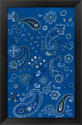 Framed Farm Nostalgia Blue Paisley Print