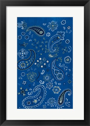 Framed Farm Nostalgia Blue Paisley Print