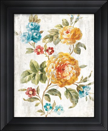 Framed Golden Flowers I Print