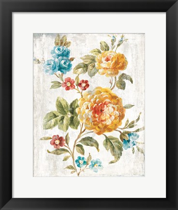 Framed Golden Flowers I Print