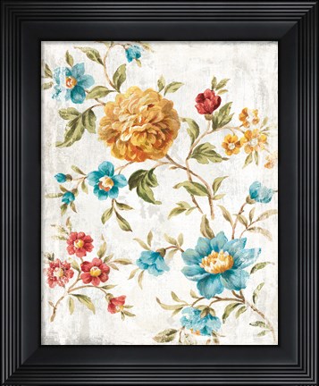 Framed Golden Flowers I Print