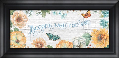 Framed Butterfly Bloom V on Wood Gray Print