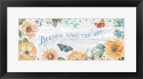 Framed Butterfly Bloom V on Wood Gray Print