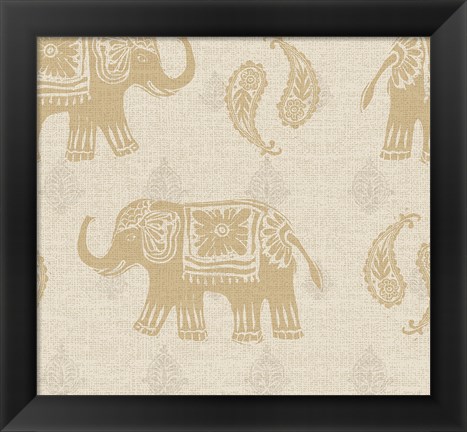 Framed Elephant Caravan Patterns I Print