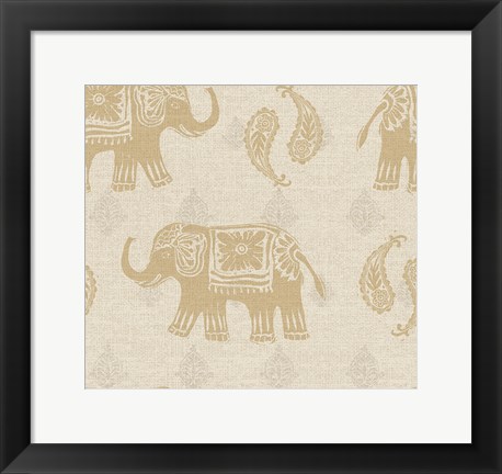 Framed Elephant Caravan Patterns I Print