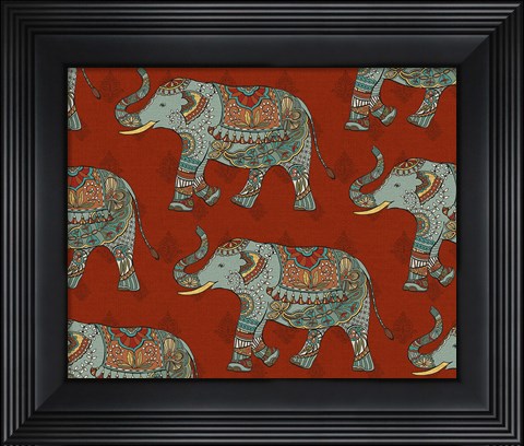 Framed Elephant Caravan Pattern M Print