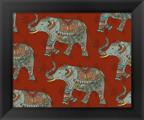 Framed Elephant Caravan Pattern M Print