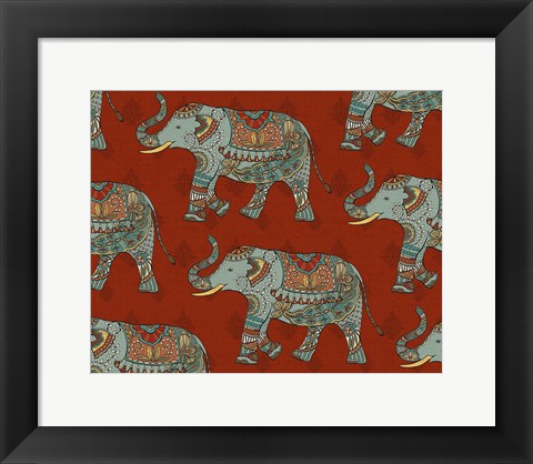 Framed Elephant Caravan Pattern M Print