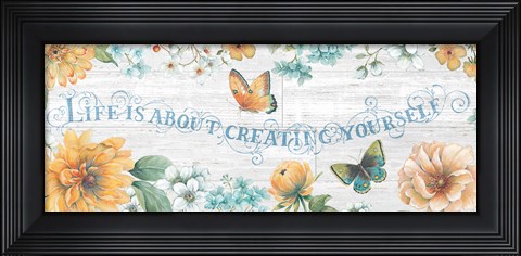 Framed Butterfly Bloom IV on Wood Gray Print