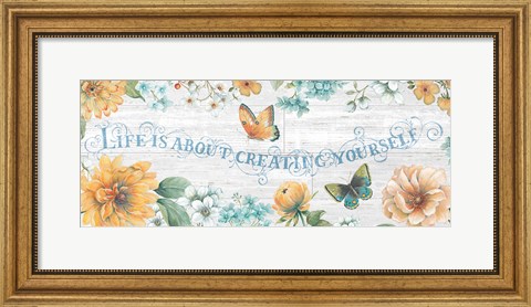Framed Butterfly Bloom IV on Wood Gray Print