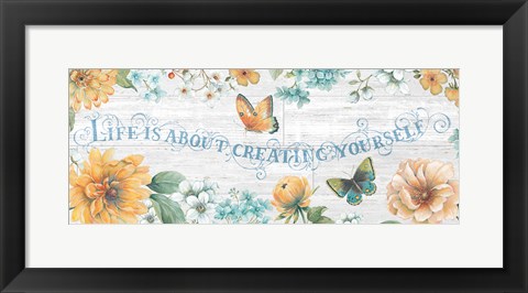 Framed Butterfly Bloom IV on Wood Gray Print