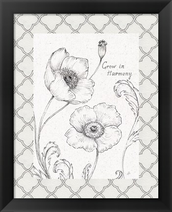 Framed Blossom Sketches Words I Border Print