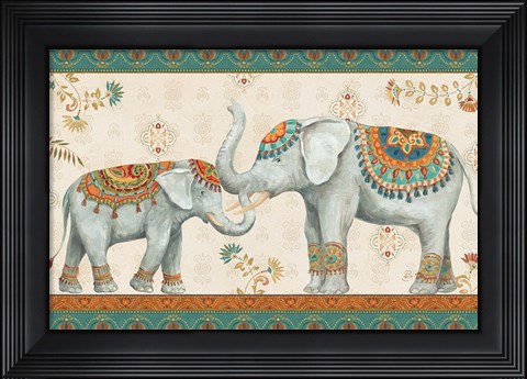 Framed Elephant Walk I Print