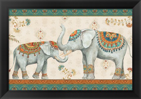 Framed Elephant Walk I Print