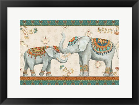 Framed Elephant Walk I Print