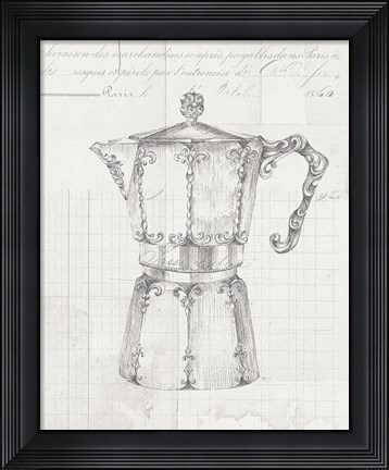 Framed Authentic Coffee III White Gray Print