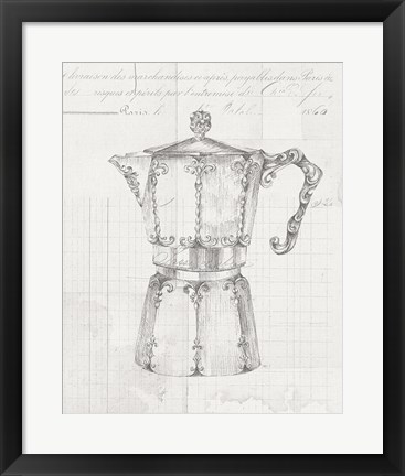 Framed Authentic Coffee III White Gray Print