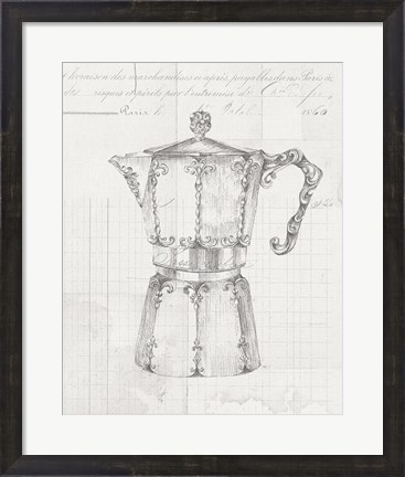 Framed Authentic Coffee III White Gray Print
