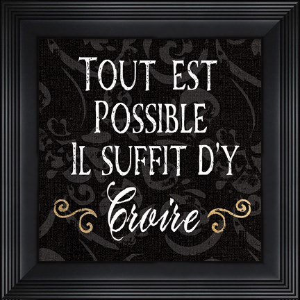 Framed Inspirational Collage IV French on Black Print