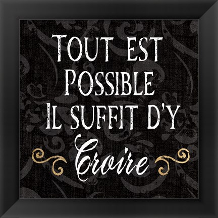 Framed Inspirational Collage IV French on Black Print