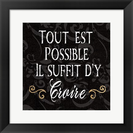 Framed Inspirational Collage IV French on Black Print