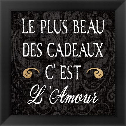 Framed Inspirational Collage I French on Black Print