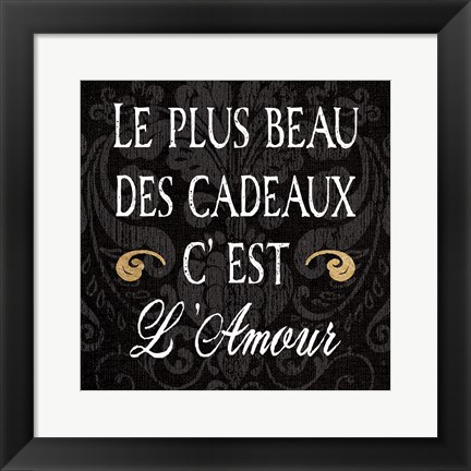 Framed Inspirational Collage I French on Black Print