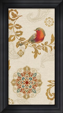 Framed Bird Rainbow Red Panel Print