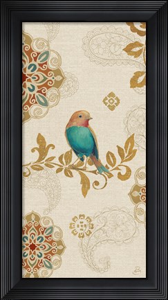 Framed Bird Rainbow Blue Panel Print