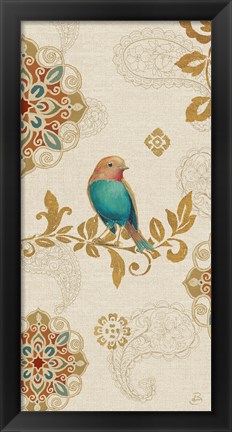 Framed Bird Rainbow Blue Panel Print