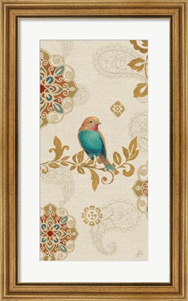 Framed Bird Rainbow Blue Panel Print