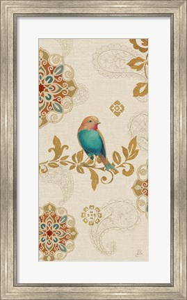 Framed Bird Rainbow Blue Panel Print