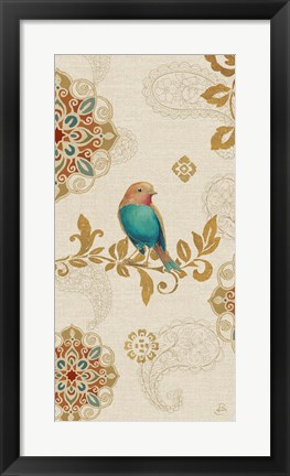 Framed Bird Rainbow Blue Panel Print