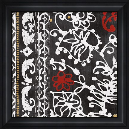 Framed Bali Tapestry I BW Print