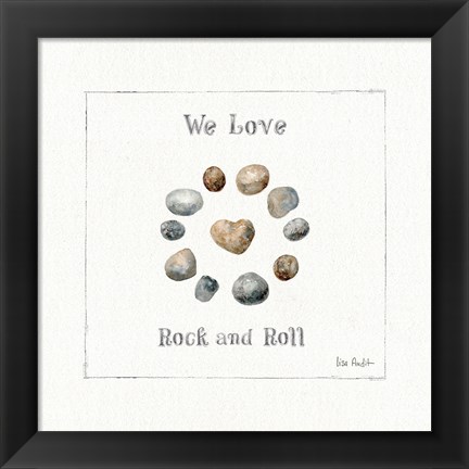 Framed Pebbles and Sandpipers VIII Print